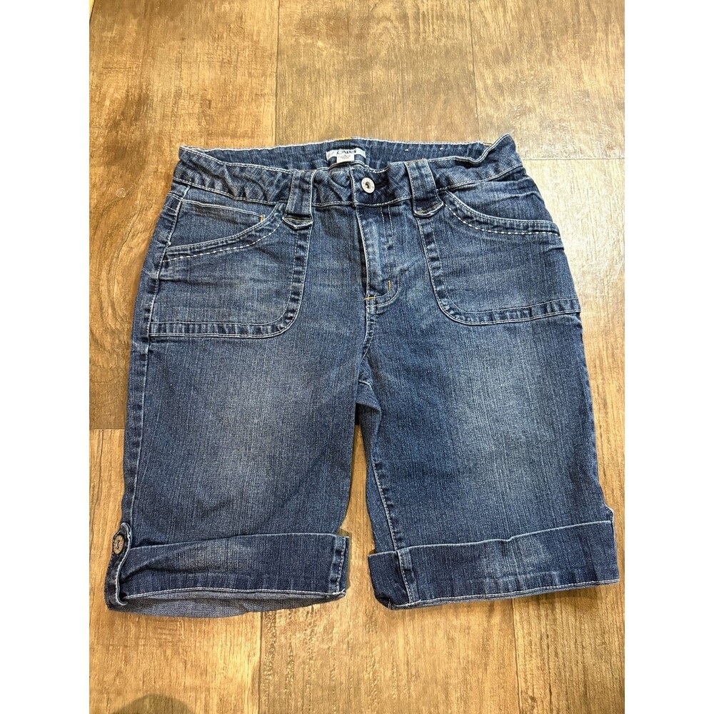 Catos Shorts Womens Size 8 Blue Denim Ramie Blend Embordered Back Pockets